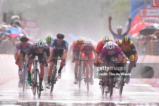 Arrival / Sprint / Elia Viviani of Italy and Team Quick-Step Floors Purple Points Jersey / Sam Bennett of Ireland and Team Bora-Hansgrohe / Niccolo...