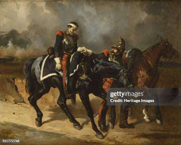 The wounded Cuirassier, 1830s. Private Collection.