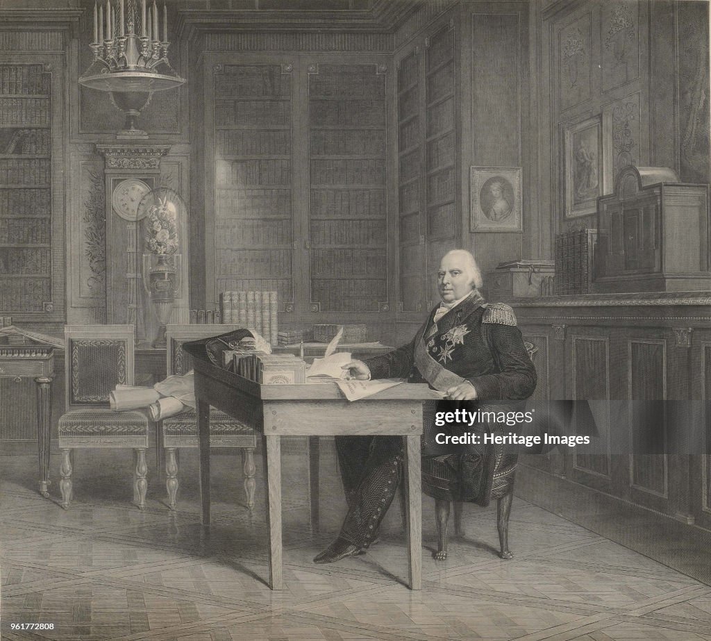 Louis Xviii (1755-1824) In His Study At The Tuileries.