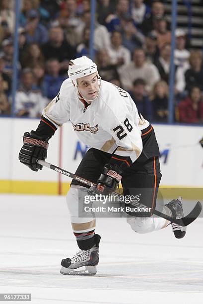 Kyle Chipchura of the Anaheim Ducks skates against the St. Louis Blues on January 23, 2010 at Scottrade Center in St. Louis, Missouri.