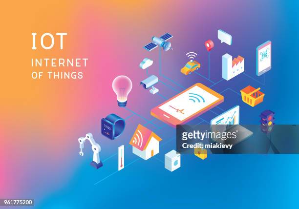 internet of things - cloud computing isometric stock illustrations