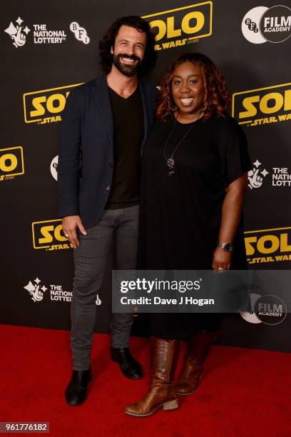 Christian Vit and Chizzy Akudolu attend a special screening of 'Solo: A Star Wars Story' to celebrate the film's BFI Film Academy trainees at BFI...