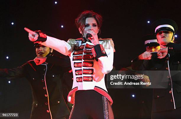 British singer Cheryl Cole performs on stage during the DLD Starnight at Haus der Kunst on January 25, 2010 in Munich, Germany.