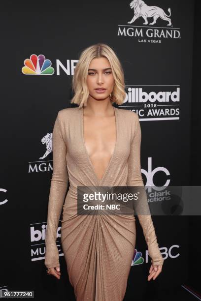 Red Carpet Arrivals -- 2018 BBMA's at the MGM Grand, Las Vegas, Nevada -- Pictured: Hailey Baldwin --