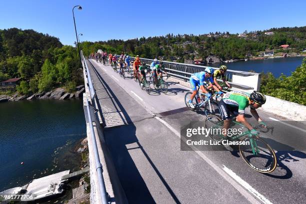 Landscape / Peloton / Bridge / during the 11th Tour des Fjords 2018, Stage 2 a 188km stage from Risor to Kristiansand on May 23, 2018 in...