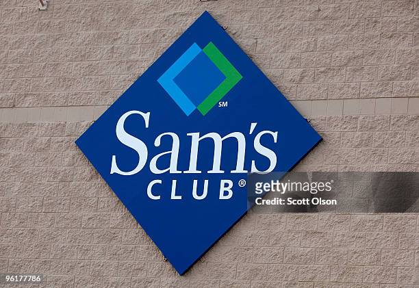 Sign hangs on the side of a Sam's Club store January 12, 2010 in Rolling Meadows, Illinois. Wal-Mart Stores Inc., the parent company of Sam's Club,...