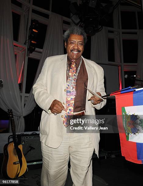 Boxing promoter Don King attends Operation Hope For Haiti benefit at Bongos on January 24, 2010 in Miami, Florida.