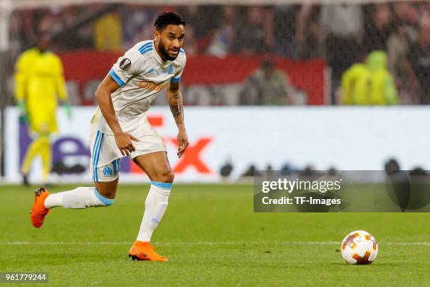 Jordan Amavi of Marseille controls the ball during the UEFA Europa League Final between Olympique de Marseille and Club Atletico de Madrid at Stade...