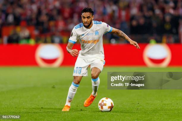 Jordan Amavi of Marseille controls the ball during the UEFA Europa League Final between Olympique de Marseille and Club Atletico de Madrid at Stade...