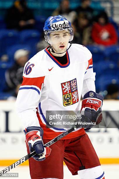 Stepan Novotny of Team Czech Republic skates during the 2010 IIHF World Junior Championship Tournament Relegation game against Team Slovakia on...