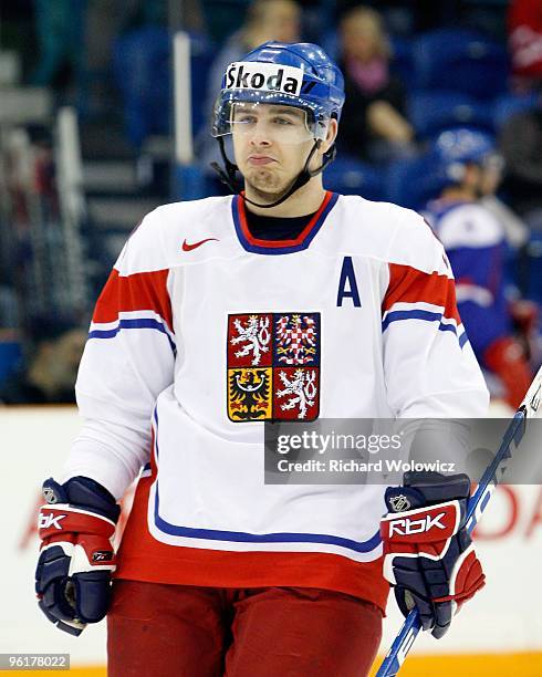 Jan Kana of Team Czech Republic skates during the 2010 IIHF World Junior Championship Tournament Relegation game against Team Slovakia on January 4,...