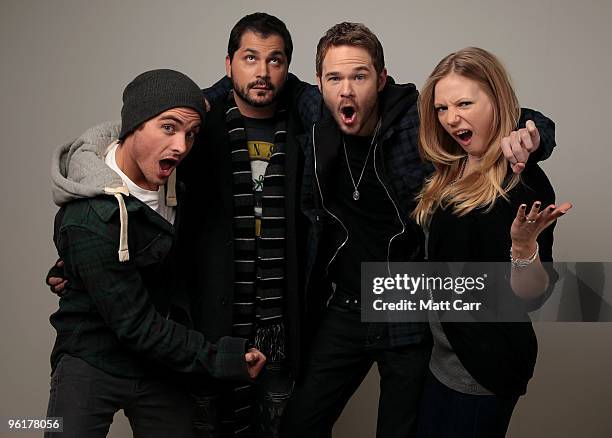 Actor Kevin Zegers, director Adam Green, actor Shawn Ashmore and actress Emma Bell pose for a portrait during the 2010 Sundance Film Festival held at...