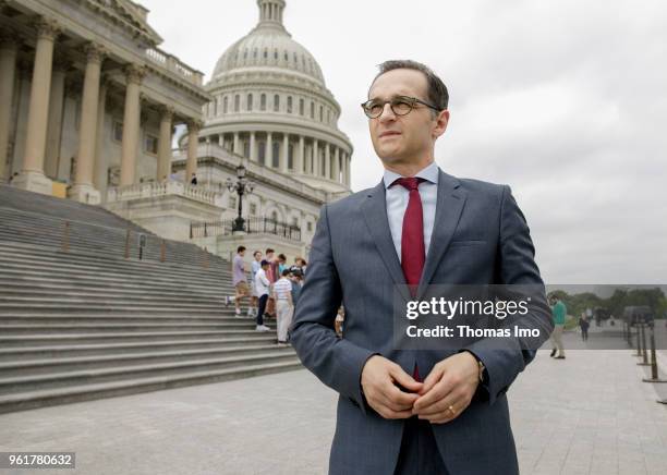 German Foreign Minister Heiko Maas is pictured in front of the Capitol on May 22, 2017 in Washington, DC. Maas is in Washington D.C. For political...