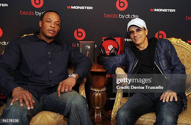 Dr. Dre and Jimmy Iovine attend Monster's Beats By Dr. Dre "Sound Matter's" Listening Session at The Paris Hotel and Casino Resort on January 7, 2009...