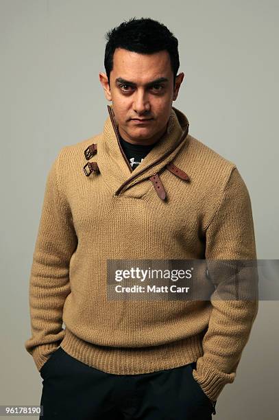 Producer Aamir Khan poses for a portrait during the 2010 Sundance Film Festival held at the Getty Images portrait studio at The Lift on January 25,...