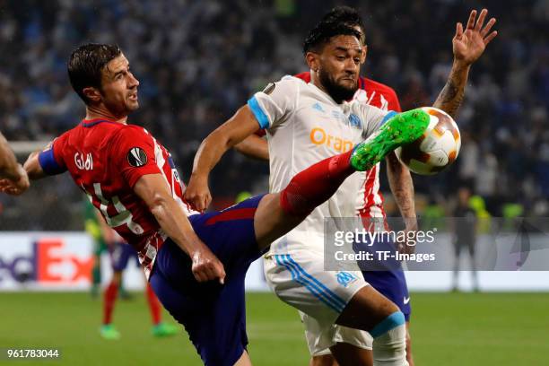 Gabi Fernandez of Atletico Madrid kicks the ball during the UEFA Europa League Final between Olympique de Marseille and Club Atletico de Madrid at...