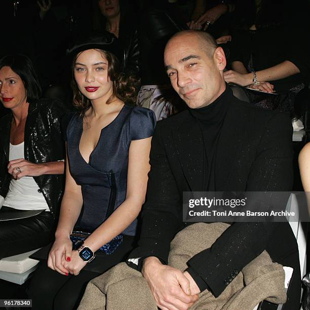 Marie-Ange Casta and Jean-Marc Barr attend the Giorgio Armani Prive Haute-Couture show as part of the Paris Fashion Week Spring/Summer 2010 at Palais...