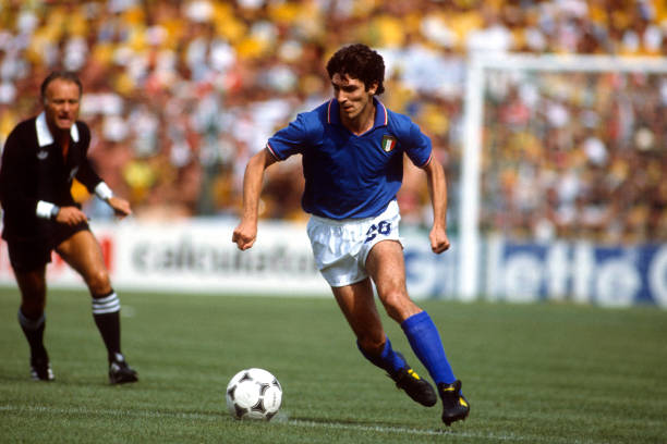 July 1982 Barcelona - FIFA World Cup - Brazil v Italy - Paolo Rossi of Italy