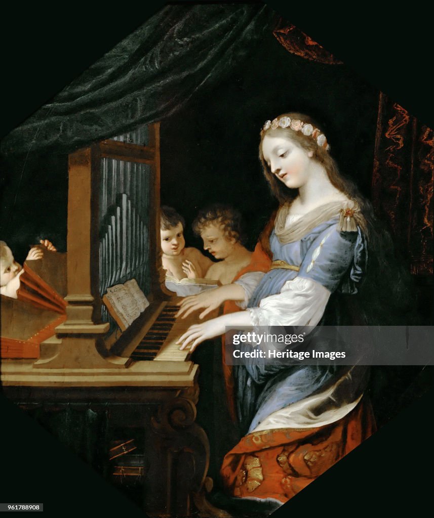 Saint Cecilia Playing The Organ.