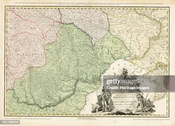 Map of Europe with the shift of borders in the course of the Russo-Turkish War , circirca 1789. Private Collection.