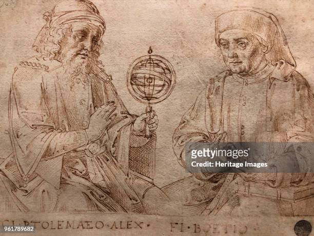 Claudius Ptolemy and Boethius. Found in the Collection of Biblioteca Nacional, Madrid.