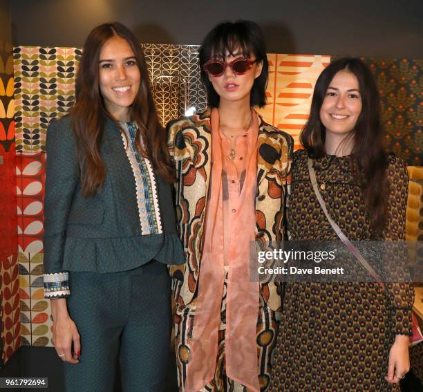 Natalie Salmon, Betty Bachz, and Lily Worcester attend the launch of the Orla Kiely retrospective, that celebrates her remarkable 20-year career, at...