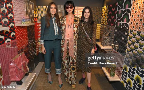 Natalie Salmon, Betty Bachz, and Lily Worcester attends the launch of the Orla Kiely retrospective, that celebrates her remarkable 20-year career, at...