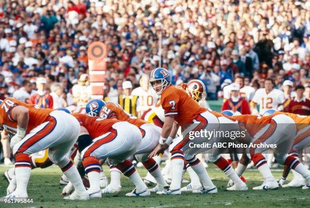 John Elway, Denver Broncos vs Washington Redskins gameplay.