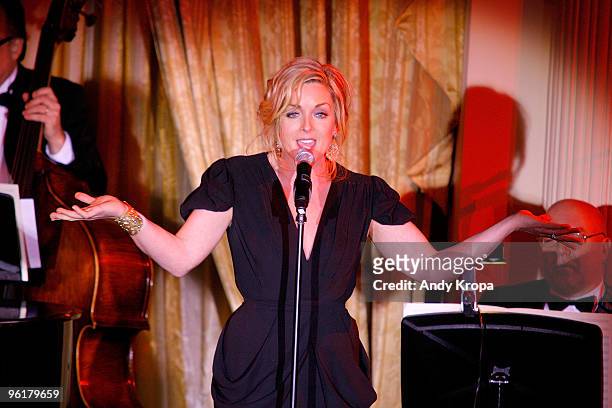 Jane Krakowski performs during the Manhattan Theatre Club's winter benefit "An Intimate Night" at The Plaza Hotel on January 25, 2010 in New York...