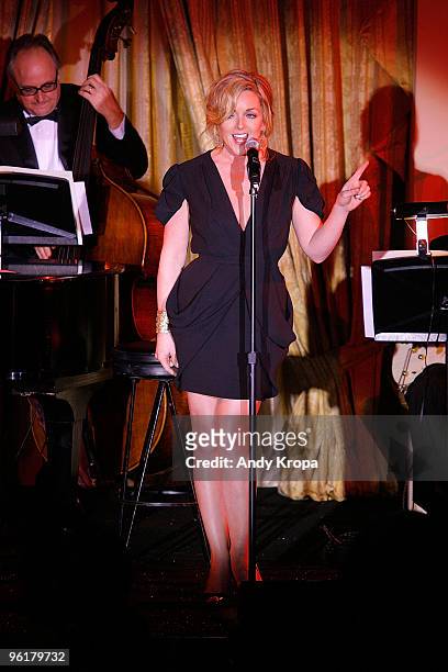 Jane Krakowski performs during the Manhattan Theatre Club's winter benefit "An Intimate Night" at The Plaza Hotel on January 25, 2010 in New York...