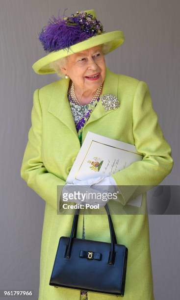 Queen Elizabeth II attends the wedding of Prince Harry to Ms Meghan Markle at St George's Chapel, Windsor Castle on May 19, 2018 in Windsor, England....