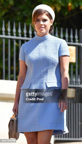 Princess Eugenie attends the wedding of Prince Harry to Ms Meghan Markle at St George's Chapel, Windsor Castle on May 19, 2018 in Windsor, England....