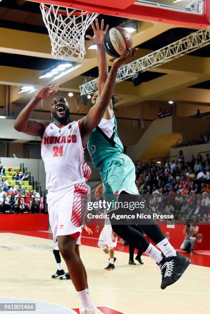 Ali Traore of Monaco and Chris Dowe of Pau Orthez during the Jeep Elite quarter final playoff match between Monaco and Pau Orthez Lacq on May 23,...