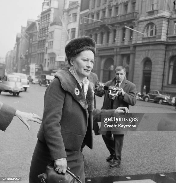 Alice Mary Wolkowicki , former actress Diana Napier, leaves the High Court in London after giving evidence in the slander and libel action brought...