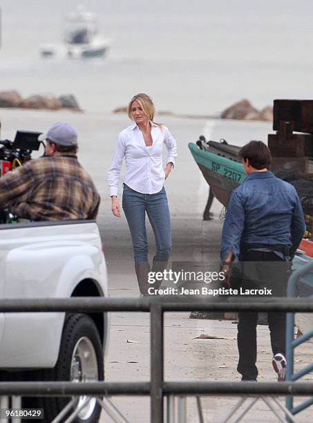Tom Cruise and Cameron Diaz on location for "Knight and Day" on January 25, 2010 in Los Angeles, California.