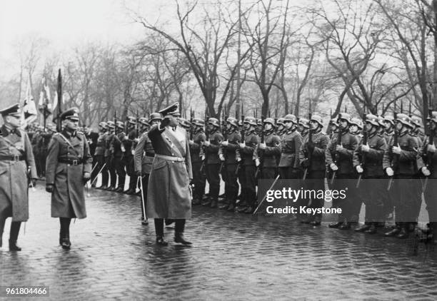 German diplomat Baron Konstantin von Neurath arrives in Prague to take up his new post as Protector of Bohemia and Moravia, 8th April 1939.