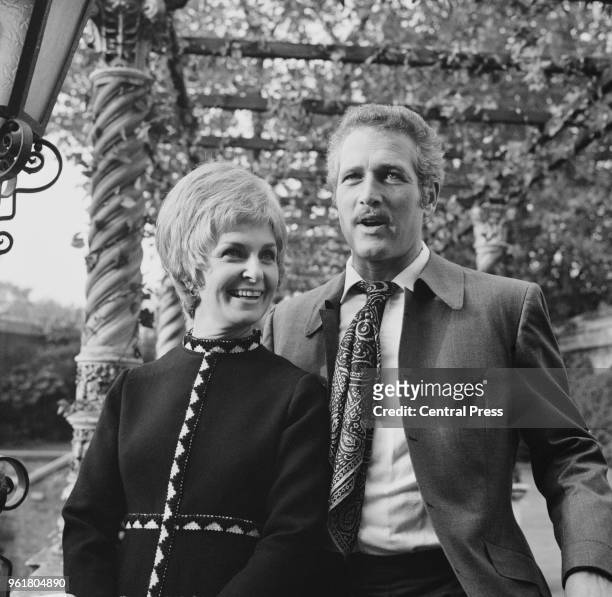 American actor Paul Newman and his wife, actress Joanna Woodward during a press conference in London, 13th October 1969. They are in the capital for...
