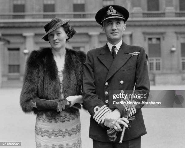 Captain Robert Sherbrooke of the Royal Navy is awarded the Victoria Cross at Buckingham Palace in London, June 1943. As captain of the 'HMS Onslow',...