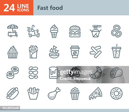 Fast Food - icone vettoriali di linea Fast Food - icone vettoriali di linea
