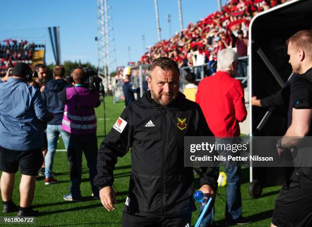 Billy Reid, assistant coach of Ostersunds FK during the Allsvenskan match between Ostersunds FK and IK Sirius FK at Jamtkraft Arena on May 23, 2018...