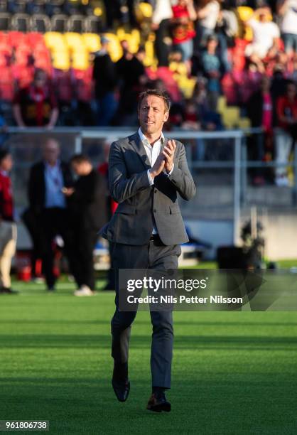 Graham Potter, head coach of Ostersunds FK during the Allsvenskan match between Ostersunds FK and IK Sirius FK at Jamtkraft Arena on May 23, 2018 in...