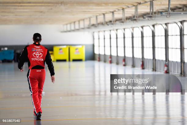 Driver Todd Gilliland walks the garage after the Speeding To Read event at Texas Motor Speedway on Wednesday, May 23, 2018 in Fort Worth, Texas.