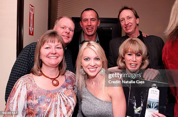 Kelly Kvam, Cassie Holman, Lita Hilles, Larry Kvam, Richard Poe and Mark Hilles attend the Film Utah Magazine launch party at Main Event Red Carpet...