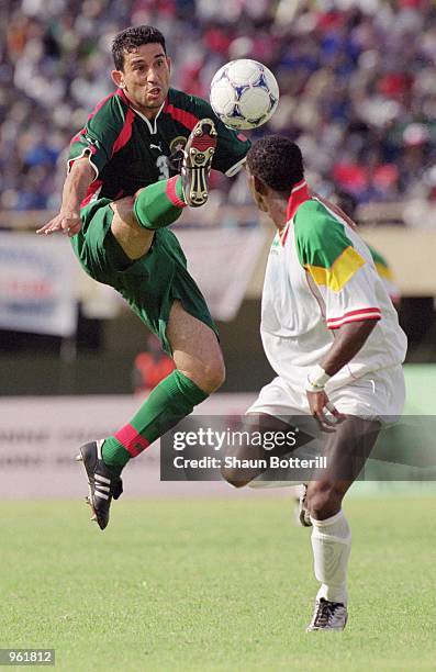 Abdelkrim El Hadrioui of Morocco at full stretch during the CAF 2nd Round Group C World Cup Qualifier between Senegal and Morocco at the Stade...