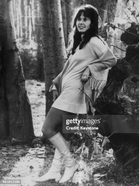 American actress Susan Strasberg during the filming of 'The Sisters' in Rome, Italy, 4th February 1969. She is posing in a garden which is being used...