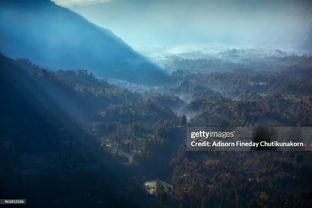 Comaro Lawang village in the mist.
