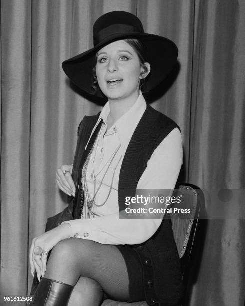 American singer and actress Barbra Streisand at a reception in her honour at the Dorchester Hotel in London, 14th January 1969. She is in London for...