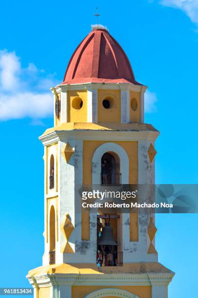 the former saint francis of assisi convent bell tower, trinidad, cuba - sancti spiritus stock-fotos und bilder