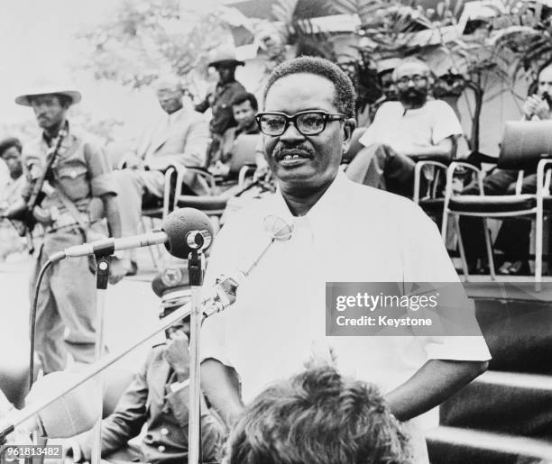 Agostinho Neto , President of Angola and chairman of the People's Movement for the Liberation of Angola addresses a rally on May 1st Square in...