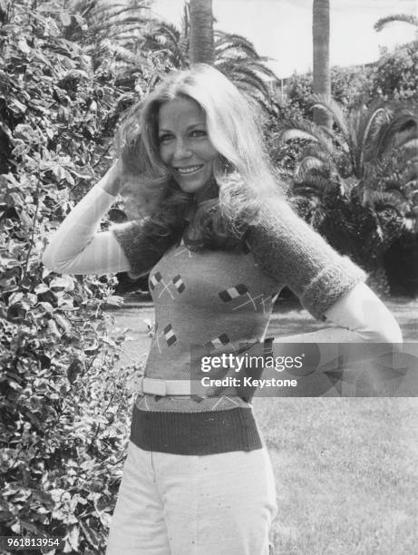 Canadian actress Alexandra Stewart attends the Cannes Film Festival in France, 13th May 1972. The film 'The Suns of Easter Island', in which she...